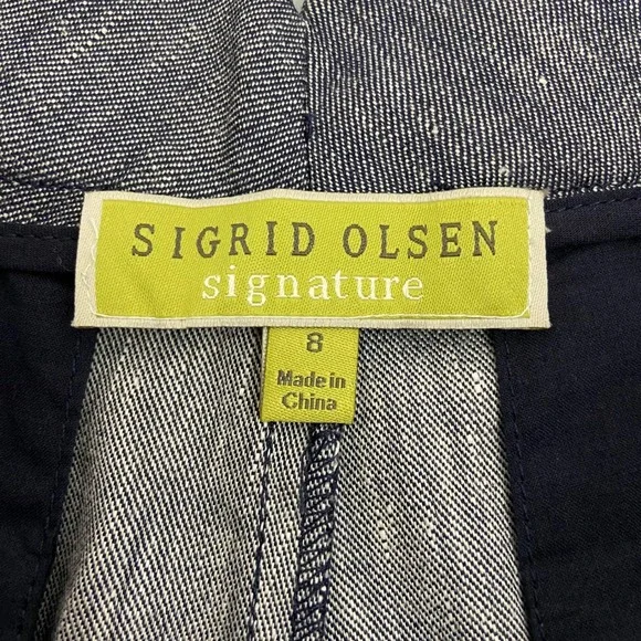 Sigrid Olsen Women's Linen Blend Navy Pants Pleated Front Career Casual Size‎ 8 - Picture 4 of 8